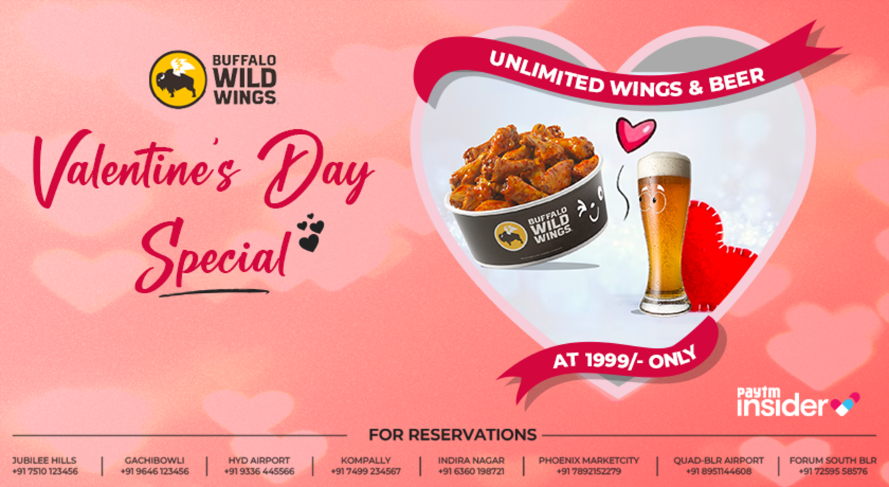 Valentine's Day Special | Unlimited Drinks & Wings @ 1999/- | BWW Phoenix MarketCity
