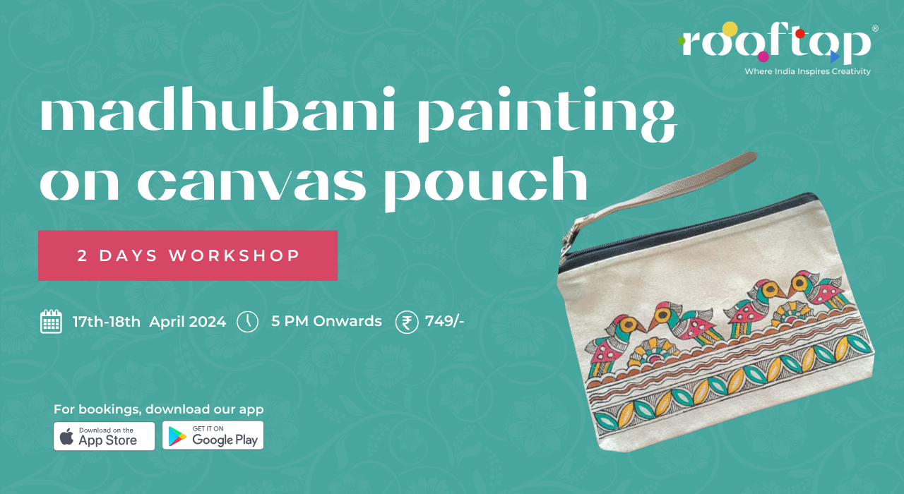 Madhubani Painting on Canvas Pouch