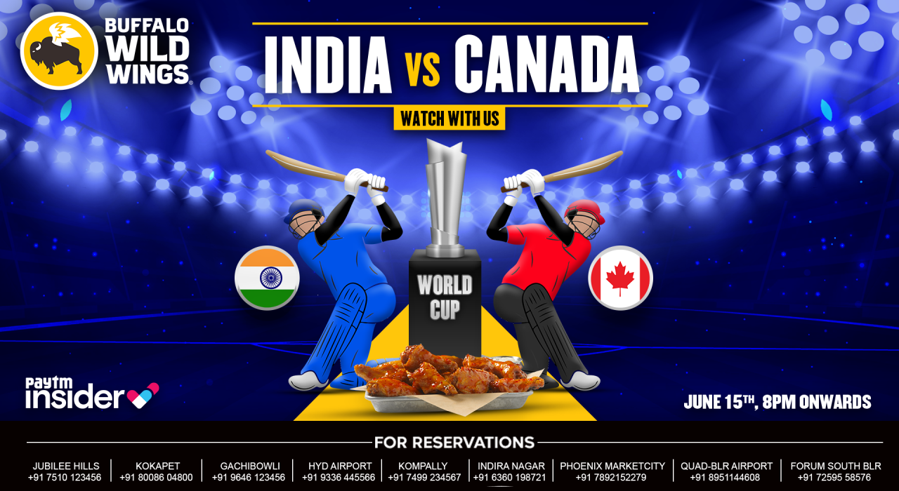 India vs Canada World Cup 2024 Live screening | BWW Kompally