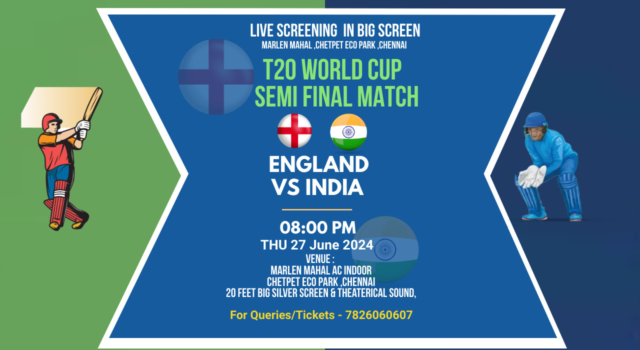 INDIA vs ENGLAND T20 WORLD CUP SEMIFINAL | Marlen Mahal AC indoor hall @Chetpet Eco park | Screening
