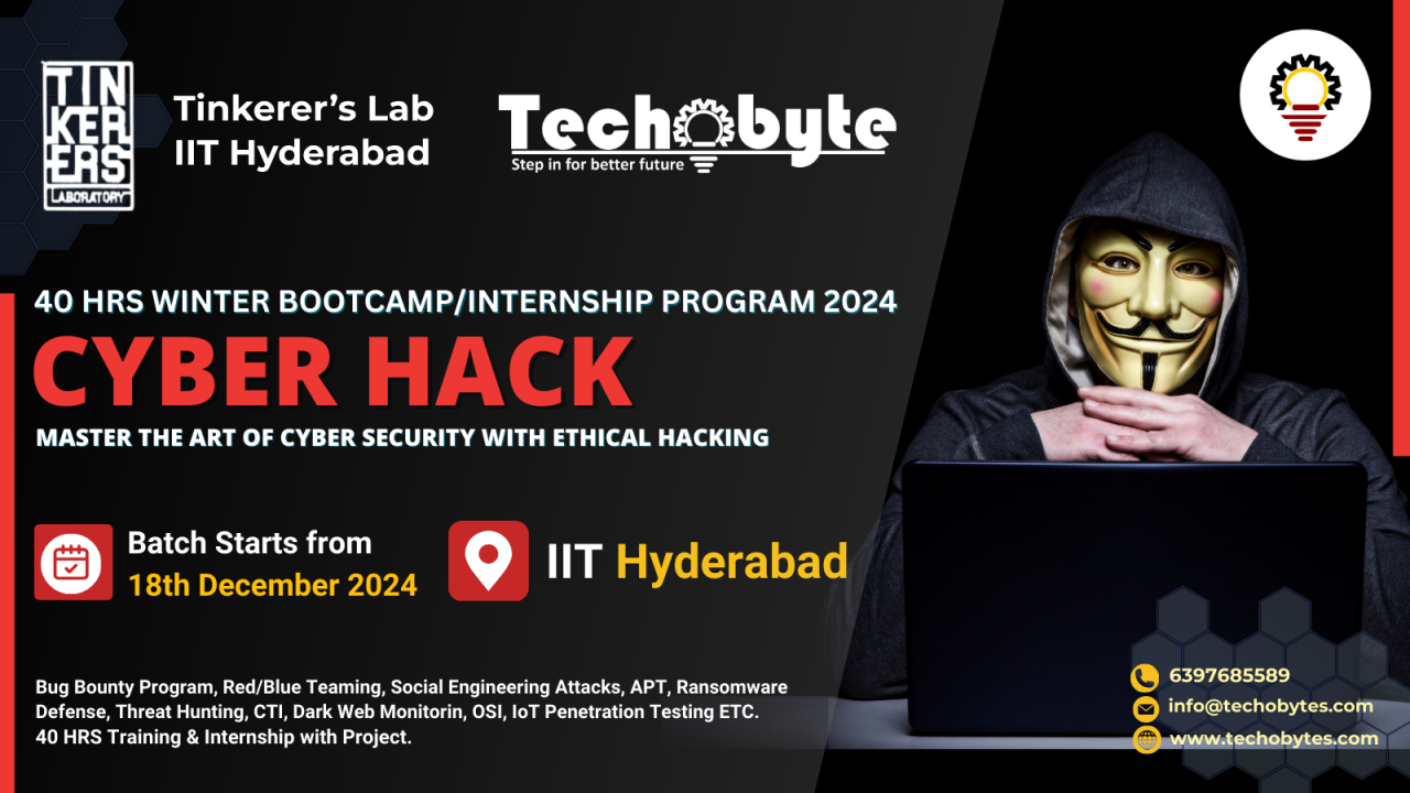 ETHICAL HACKING & CYBER SECURITY | WINTER BOOTCAMP/INTERNSHIP PROGRAM'24 AT IIT HYDERABAD