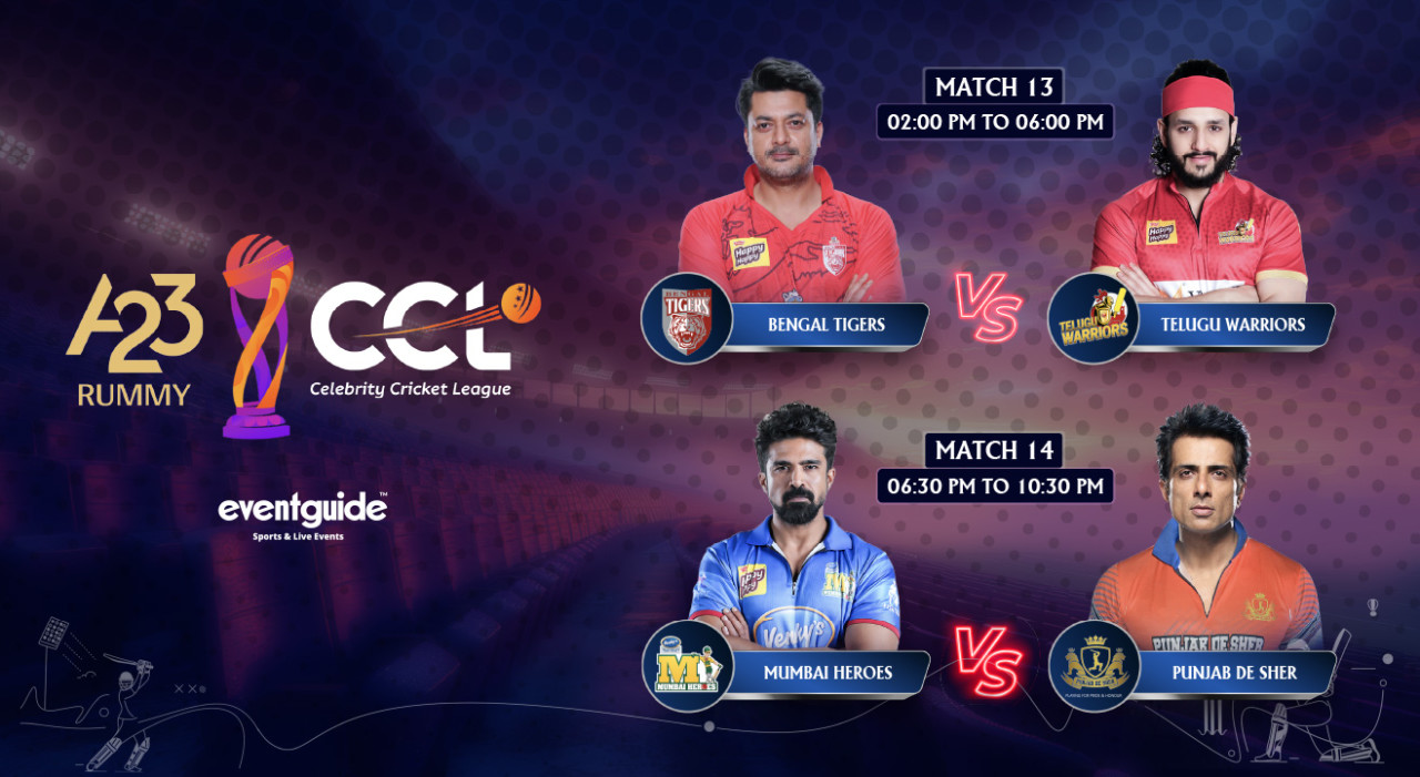 CCL 2025: Bengal Tigers vs Telugu Warriors and Mumbai Heroes vs Punjab De Sher