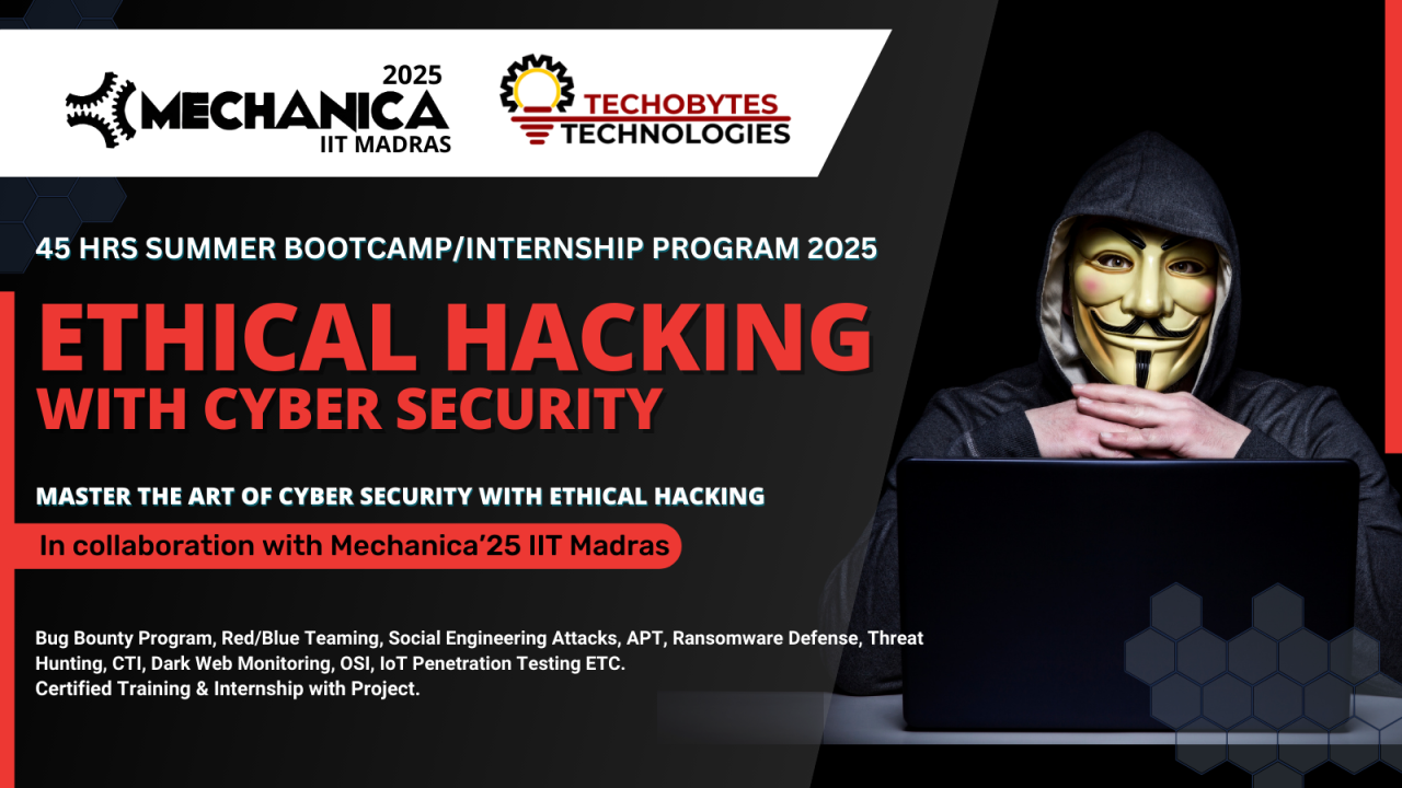 Ethical Hacking & Cyber Security a 45 Hours Bootcamp/Internship Program'25