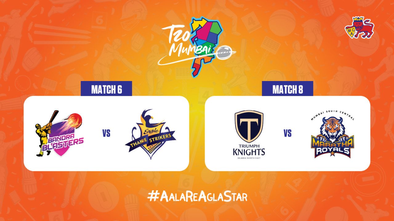 T20 Mumbai League 2025: Bandra Blasters vs Eagle Thane Strikers and Triumph Knights MNE vs MSC Maratha Royals