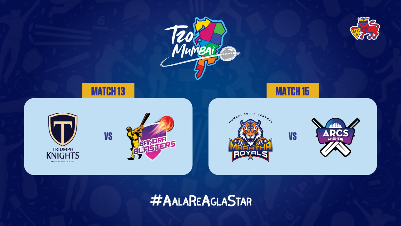 T20 Mumbai League 2025: Triumph Knights MNE vs Bandra Blasters and MSC Maratha Royals vs Arcs Andheri