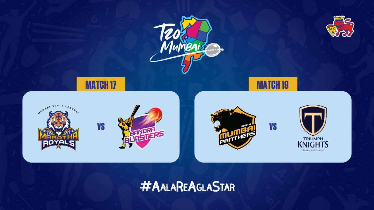 T20 Mumbai League 2025: MSC Maratha Royals vs Bandra Blasters and North Mumbai Panthers vs Triumph Knights MNE