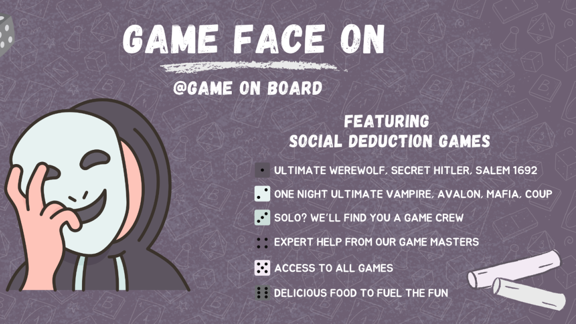 Game On Board Cafe: Game Face On (Social Deduction Meetup)