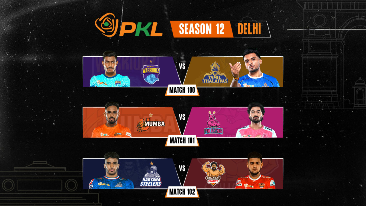 PKL 2025: Bengal Warriorz vs Tamil Thalaivas and U Mumba vs Jaipur Pink Panthers and Haryana Steelers vs Gujarat Giants