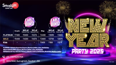 Ring in 2025 with a Smaaashing Celebration at Smaaash! Airia Mall, Gurugram | NY2025