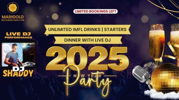 New Year Live Dj party | Unlimited IMFL Drinks | Starters & Dinner Buffet | NY2025