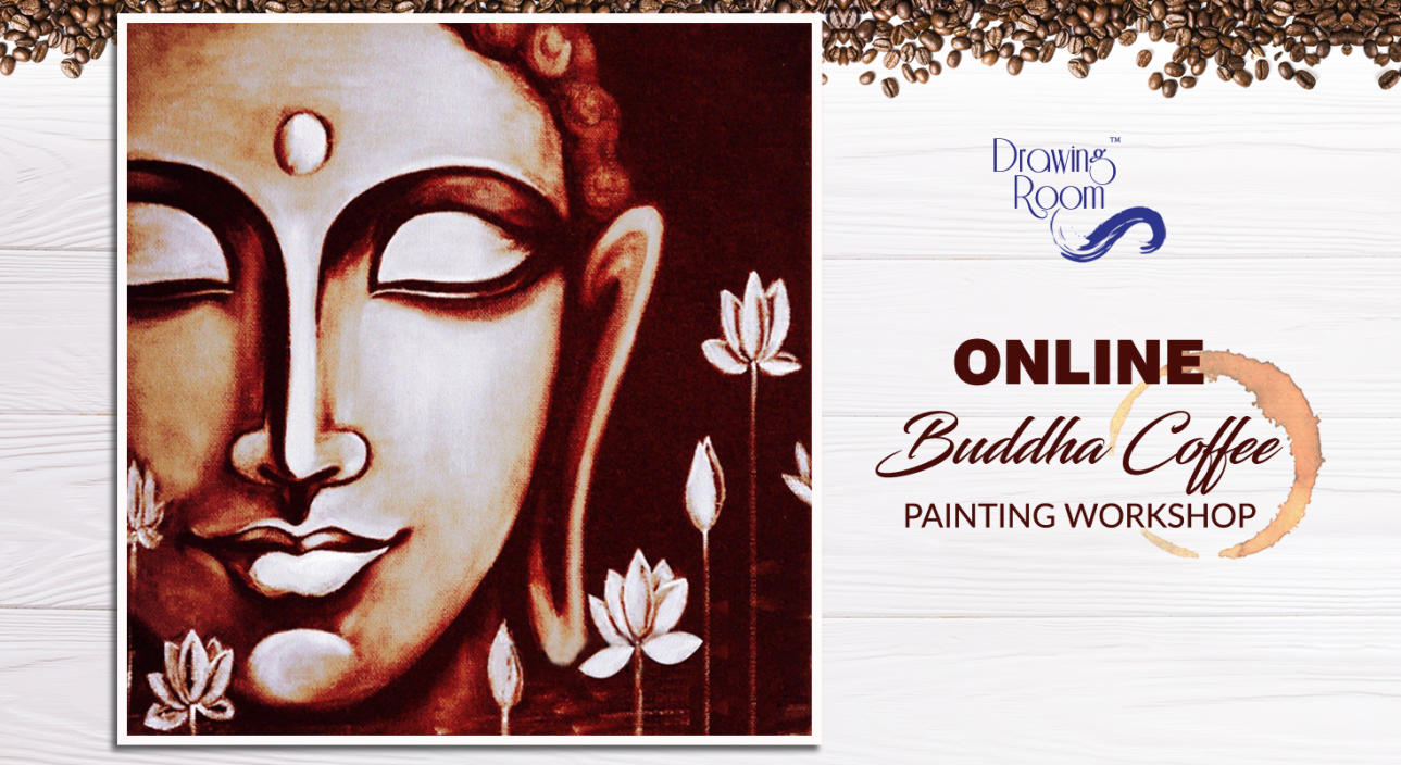 Online Buddha Coffee Painting Workshop by Drawing Room