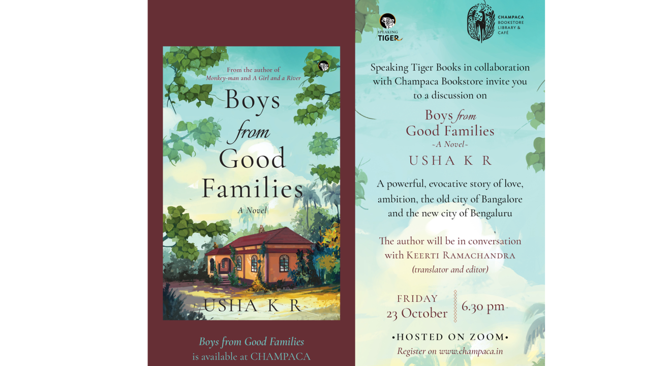 Champaca Books | "Boys From Good Families" author Usha K R in conversation with Keerti Ramachandra