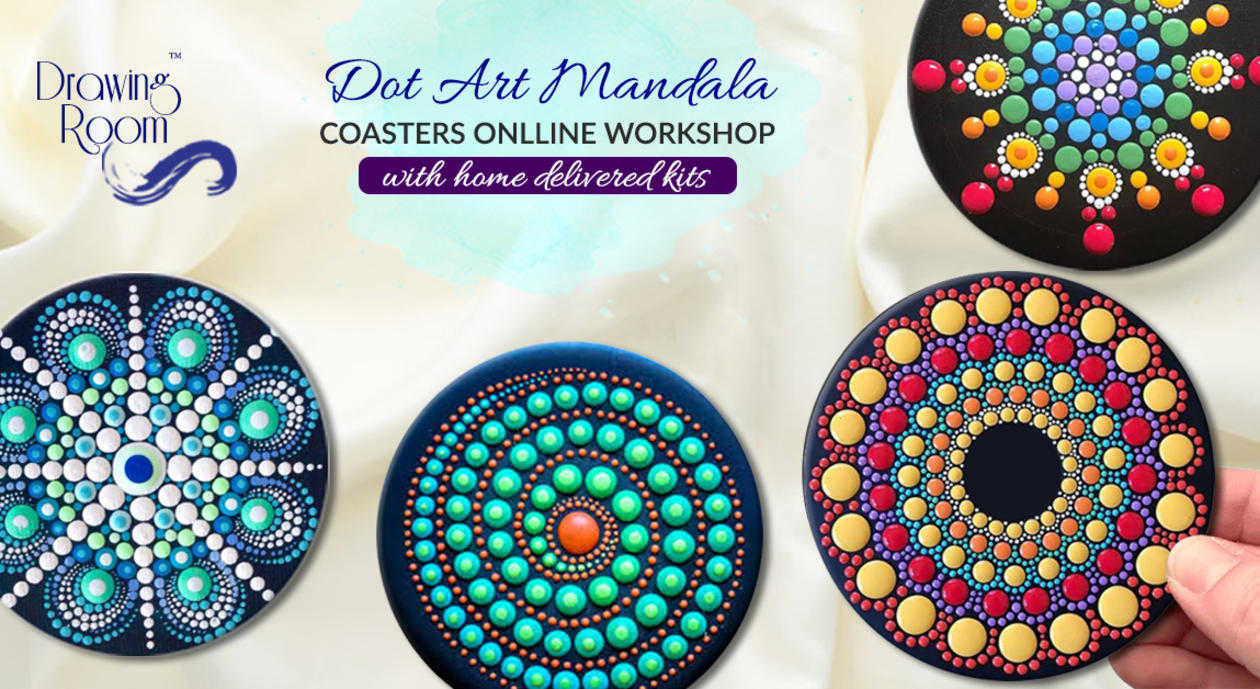 Dot Art Mandala Coasters Online Workshop with Home Delivered Kits by Drawing Room