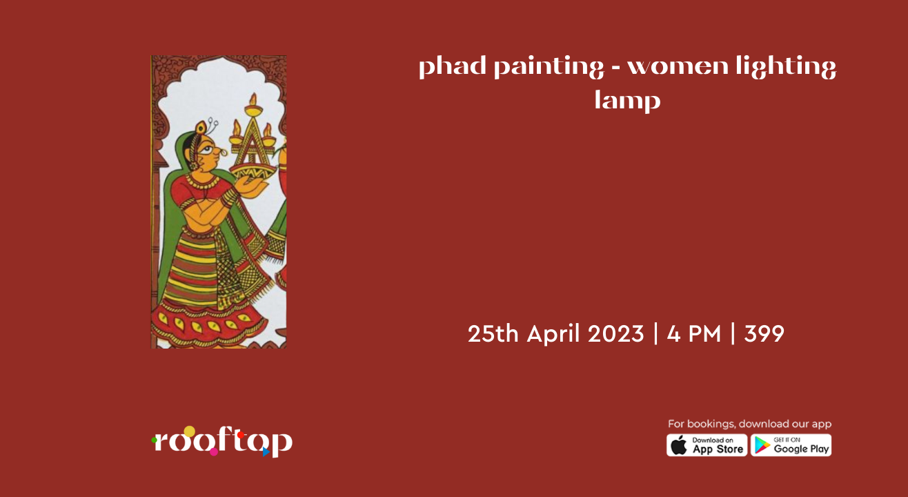 Phad Painting- Women lighting Lamp