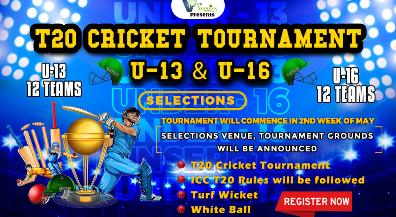 T20 Cricket Tournament U-13 and U-16 age group (boys) Selections