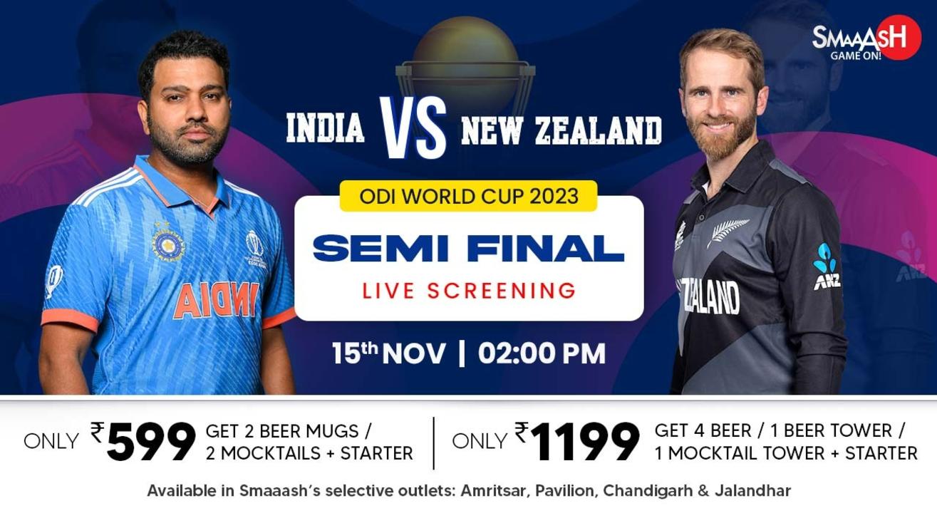 INDIA vs NEW ZEALAND WORLD CUP SEMI-FINAL  LIVE SCREENING @SMAAASH PAVILION