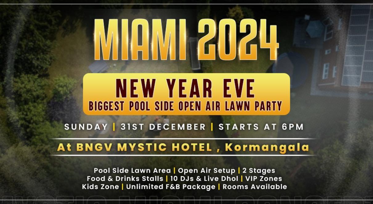 Miami 2024 | Kormangala Biggest Poolside Open Air Lawn New Year Eve Party  | NY 2024