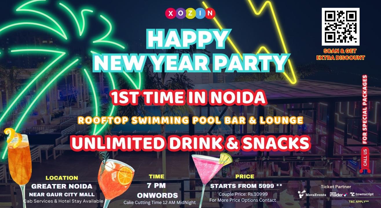 New Year Party In Roof Top Swimming Pool lounge Noida | NY 2024