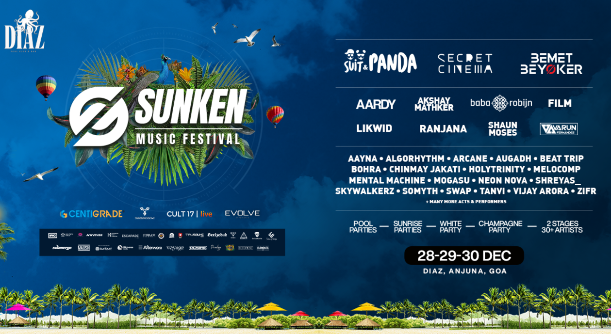 SUNKEN Music Festival | 28-30 Dec | Diaz Goa | NY 2024