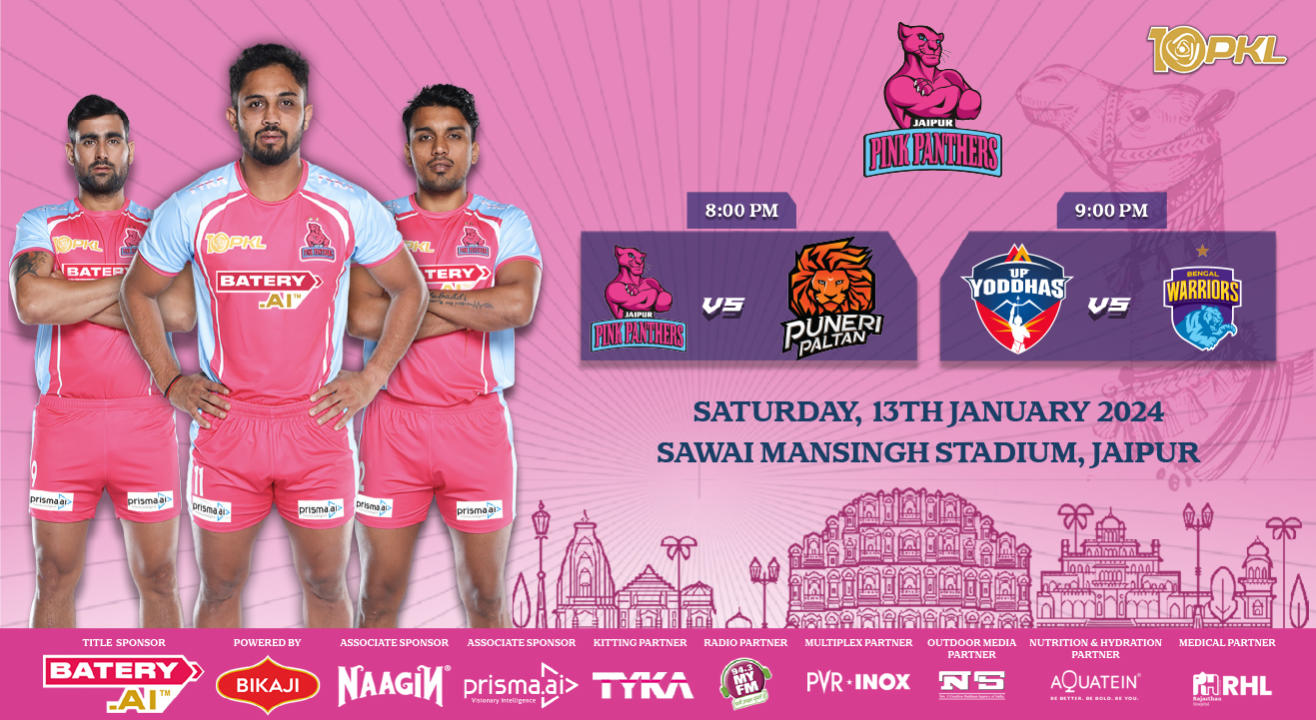 PKL 2023-24: Jaipur Pink Panthers v Puneri Paltan and U.P. Yoddhas v Bengal Warriors