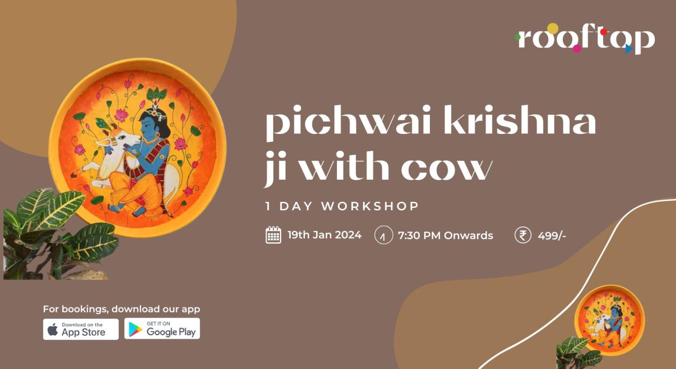 Pichwai Krishna Ji With Cow