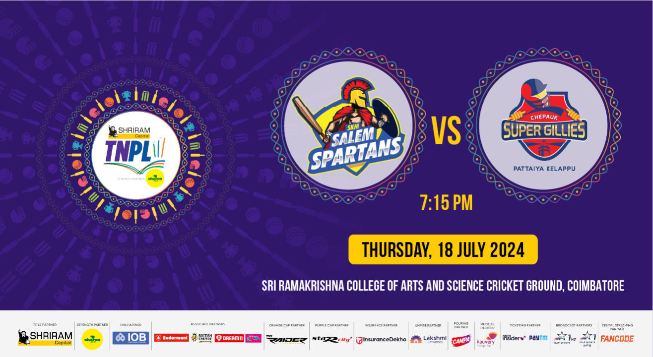 Shriram Capital TNPL 2024 - SKM Salem Spartans vs Chepauk Super Gillies