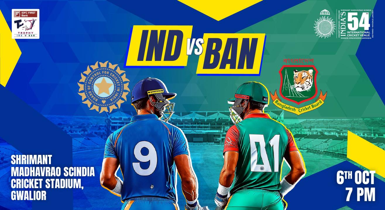 IDFC FIRST Bank T20I Trophy, 1st T20I India vs Bangladesh, Gwalior