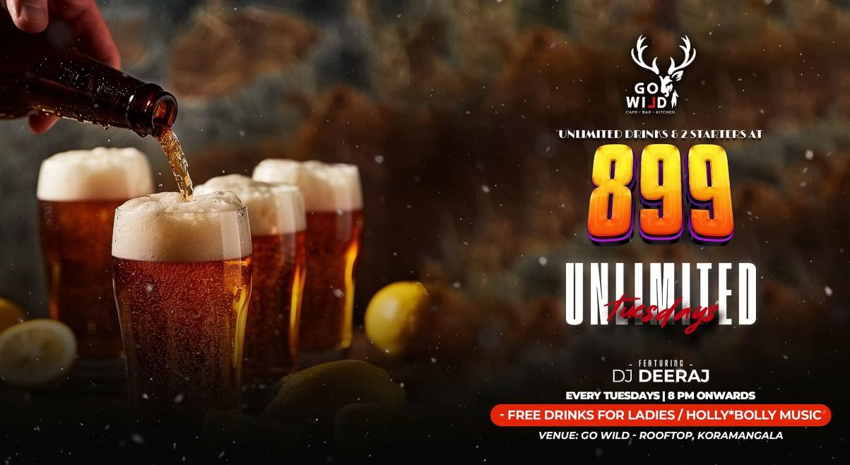 Unlimted Tuesdays at GoWild Rooftop Koramangala