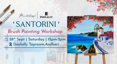 28th Sept – ‘ Santorini’ canvas brush painting.