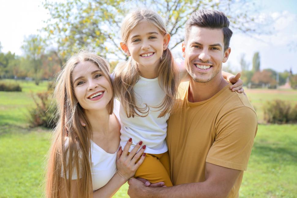 Happy family with parents and child