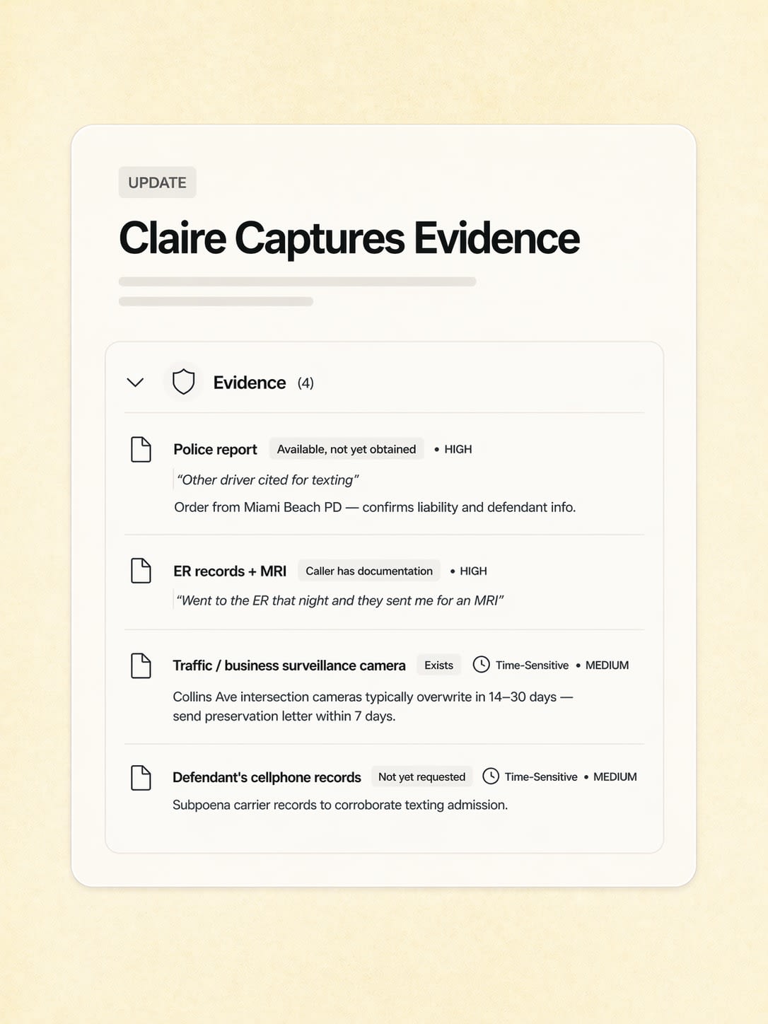 Claire captures evidence