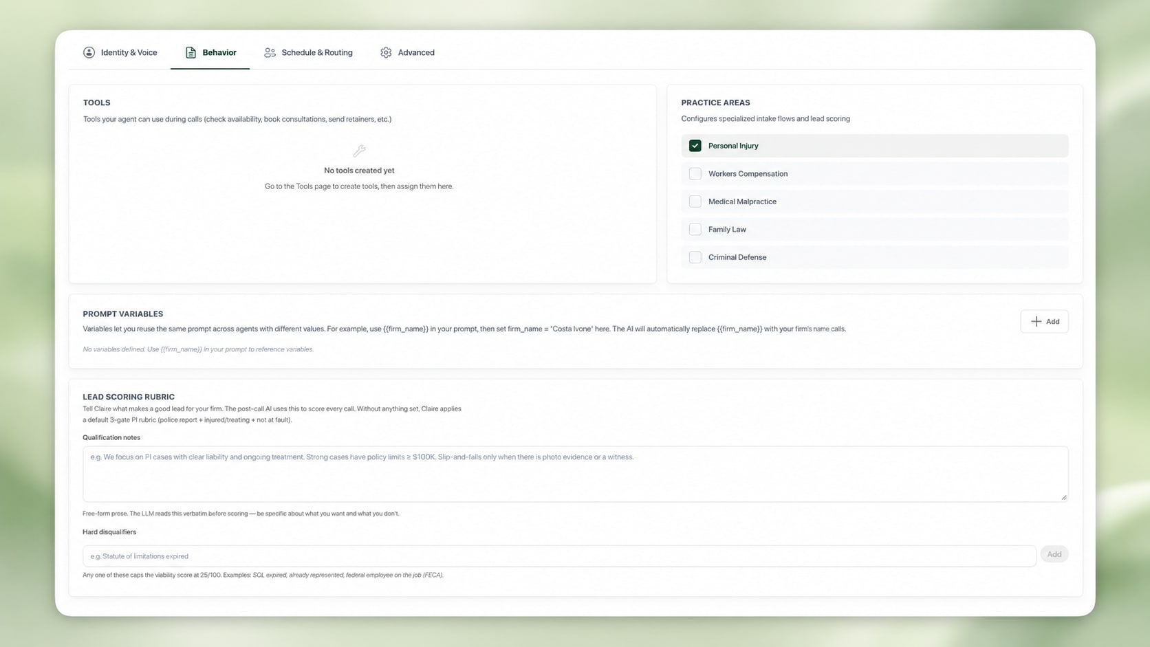 Organized law firm intake workflow shown on a laptop screen