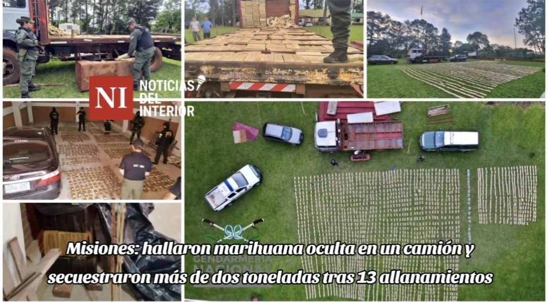 Misiones: hallaron marihuana oculta en un camión y secuestraron más de dos toneladas tras 13 allanamientos