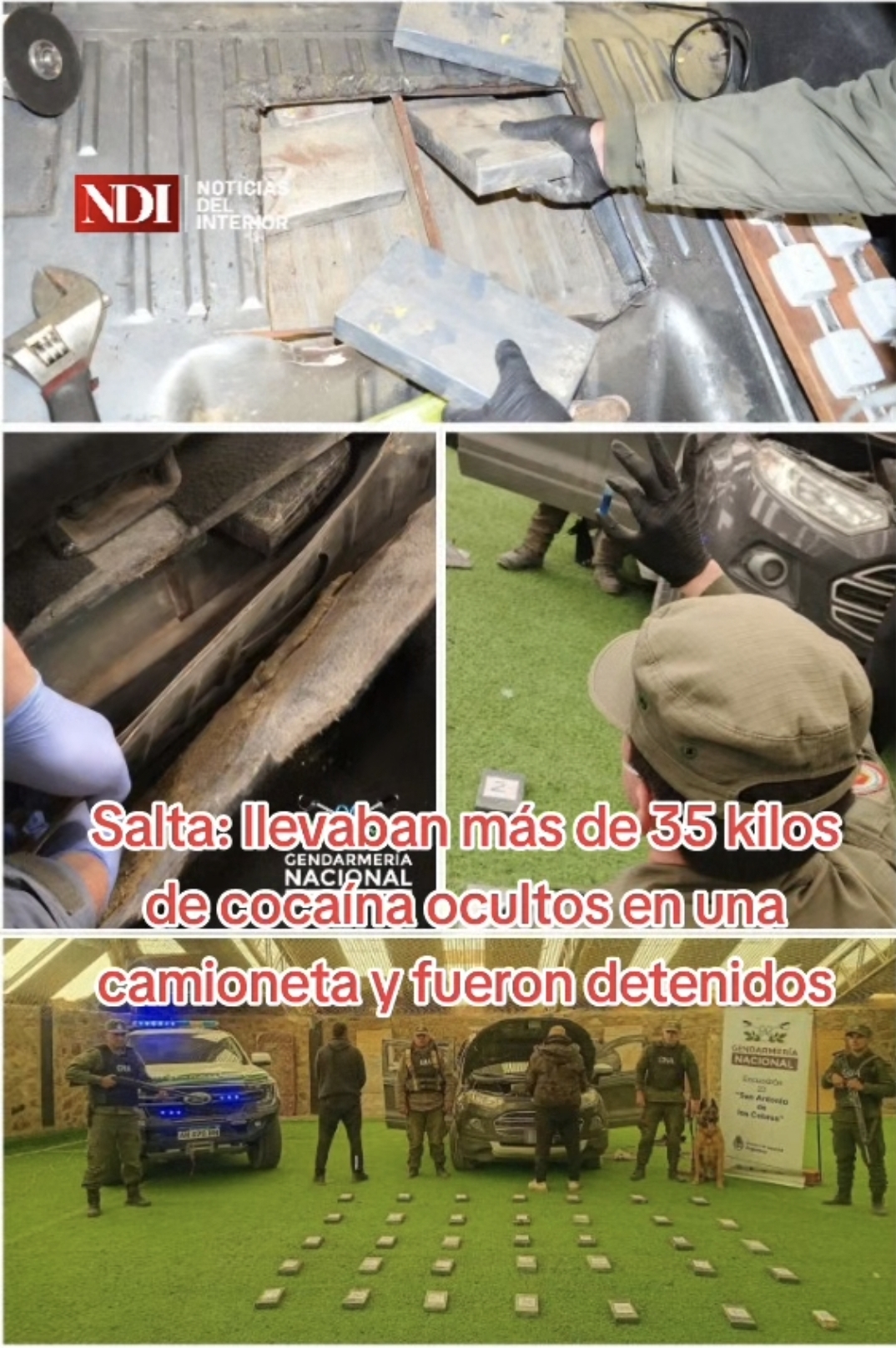 Salta: llevaban más de 35 kilos de cocaína ocultos en una camioneta y fueron detenidos