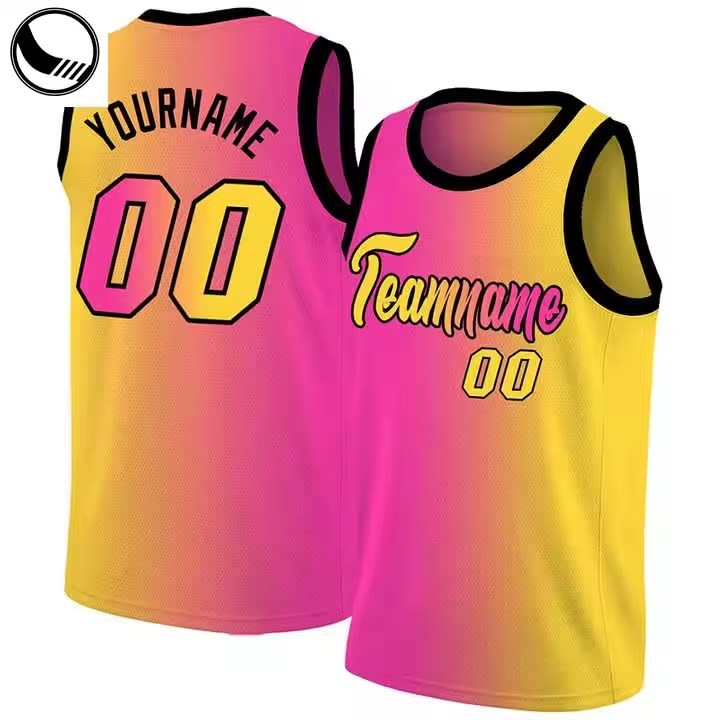 Custom Basketball Jersey – Neon Pink/Yellow Gradient
