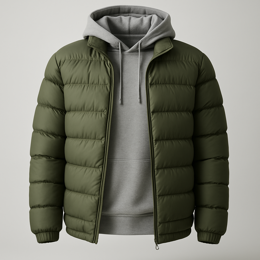Olive Green Puffer Jacket for B2B & Corporate Uniforms