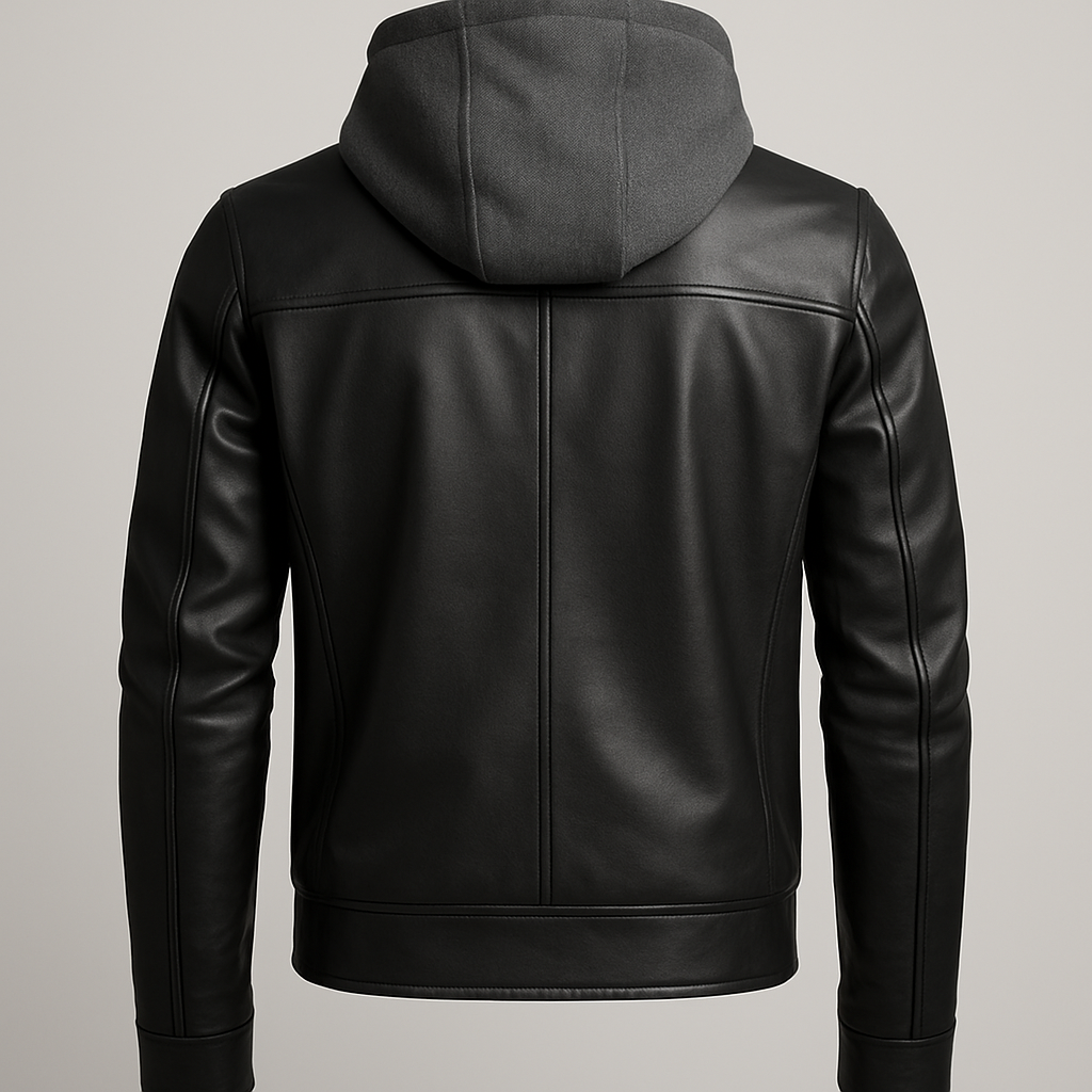 Men's Hooded Leather Bomber Jacket | Streetwear & B2B Manufacturing