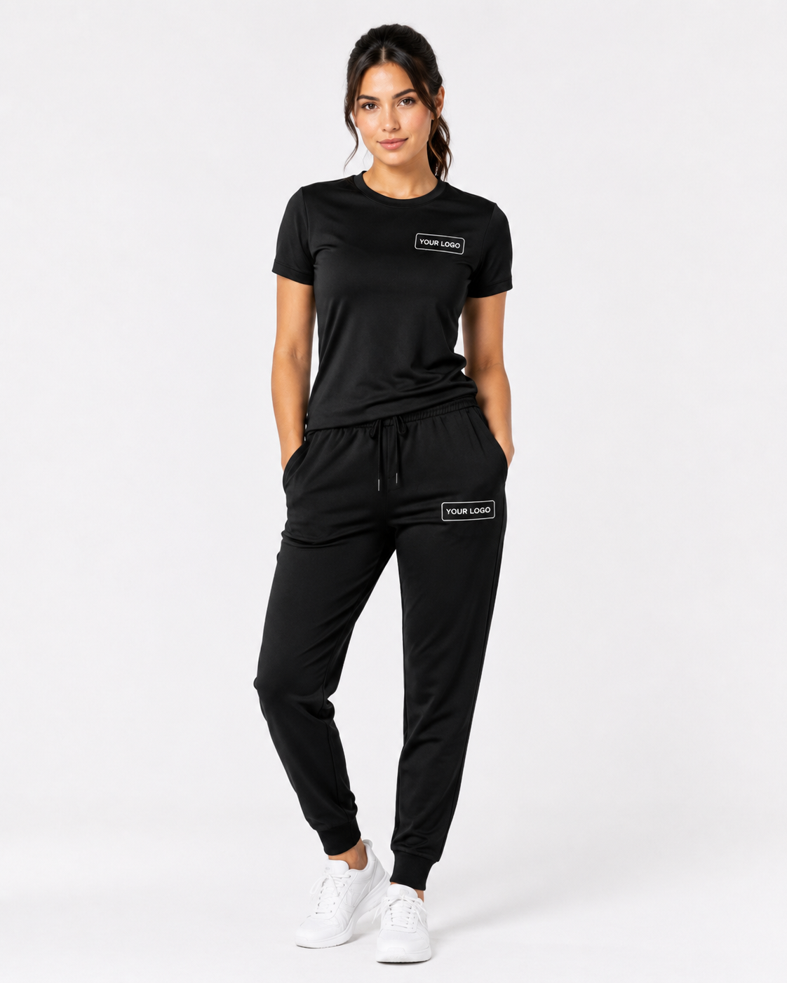 Custom Women's Black T-Shirt and Joggers Set
