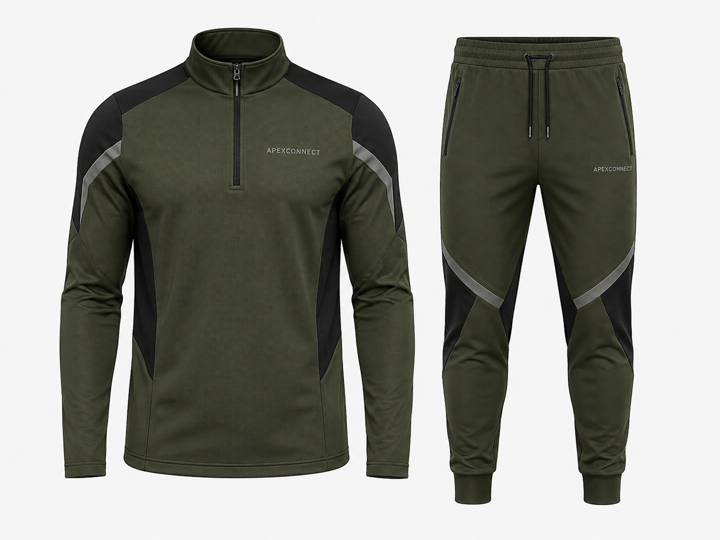 Custom Olive and Black Quarter-Zip Team Tracksuit
