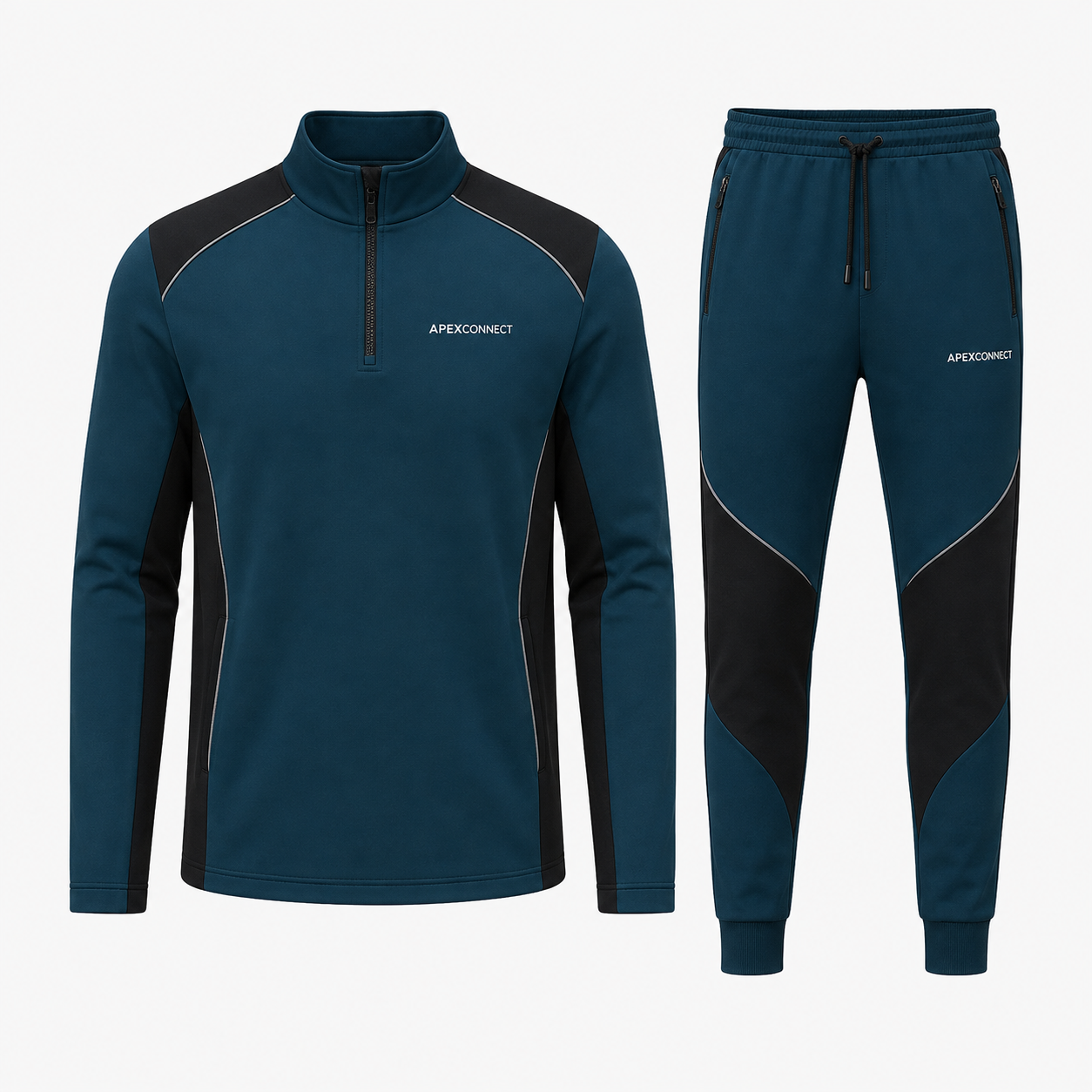 Custom Teal and Black Quarter-Zip Team Tracksuit