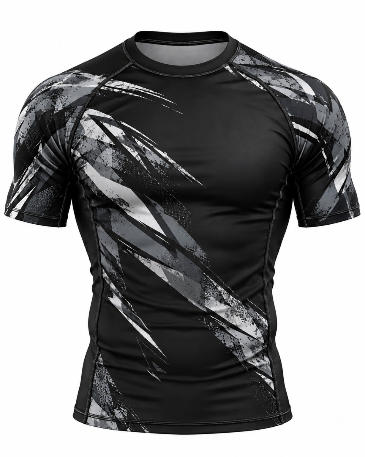 Custom Black & Grey Short Sleeve BJJ Rashguard | OEM No-Gi Fightwear