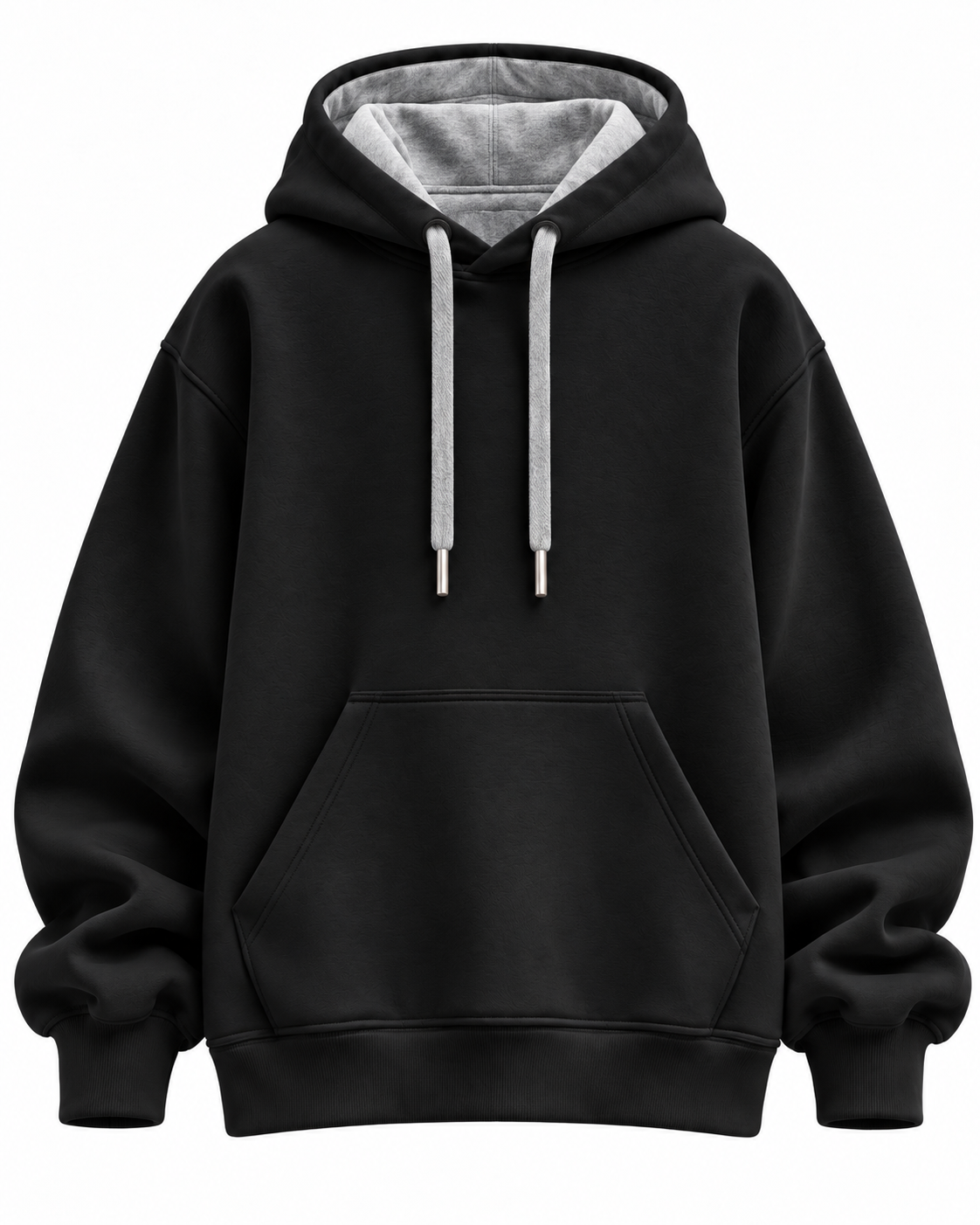 Custom Heavyweight Pullover Hoodie – Black & Grey Contrast Hood