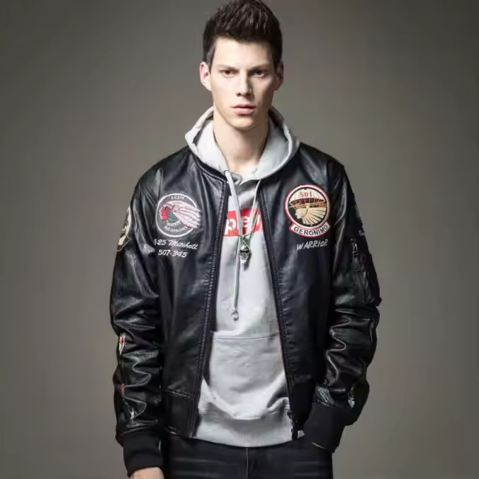 Men's Embroidered Flight Bomber Jacket
