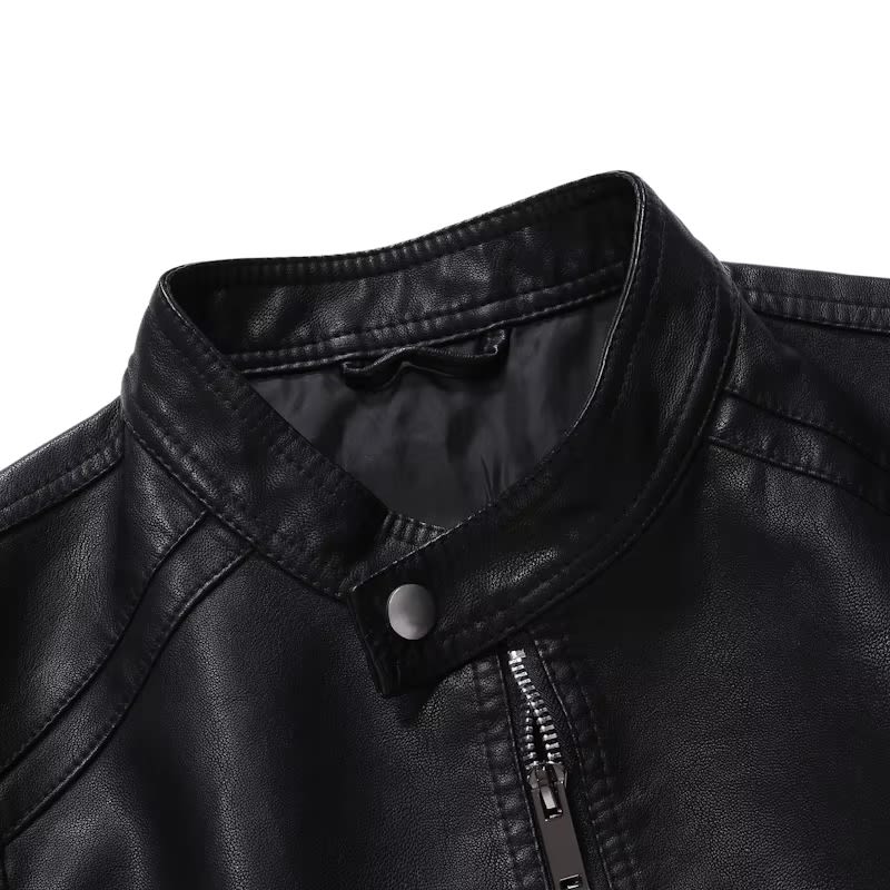 Slim-Fit Motorcycle Leather Jacket for Men