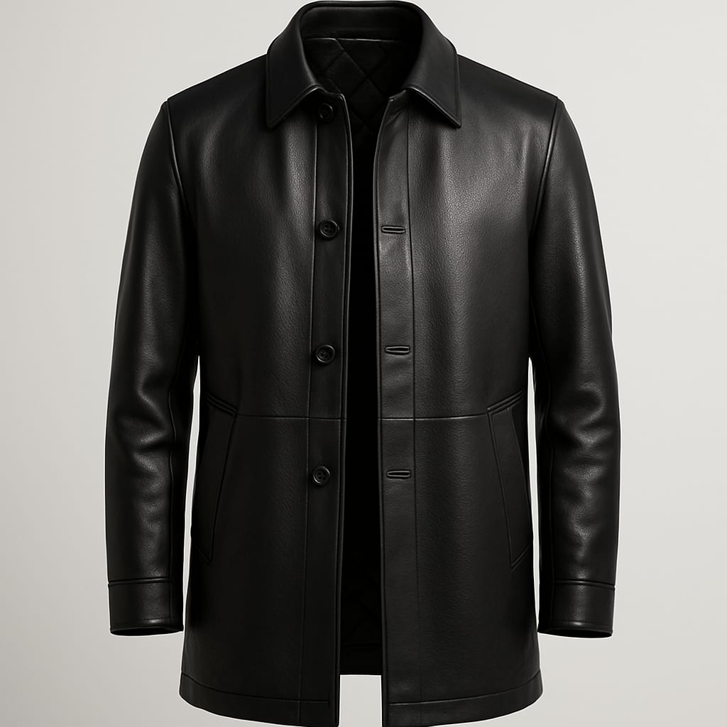Men's Black Leather Car Coat | Premium Outerwear Manufacturer