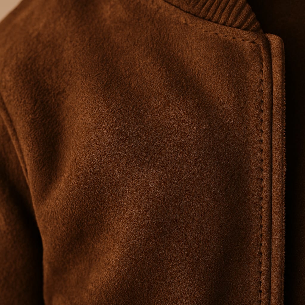 Suede Bomber Jacket for Men | Premium Brown Leather Blouson