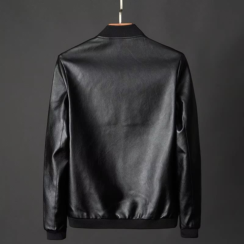 Men's Handsome Slim Trendy Custom PU Leather Jacket