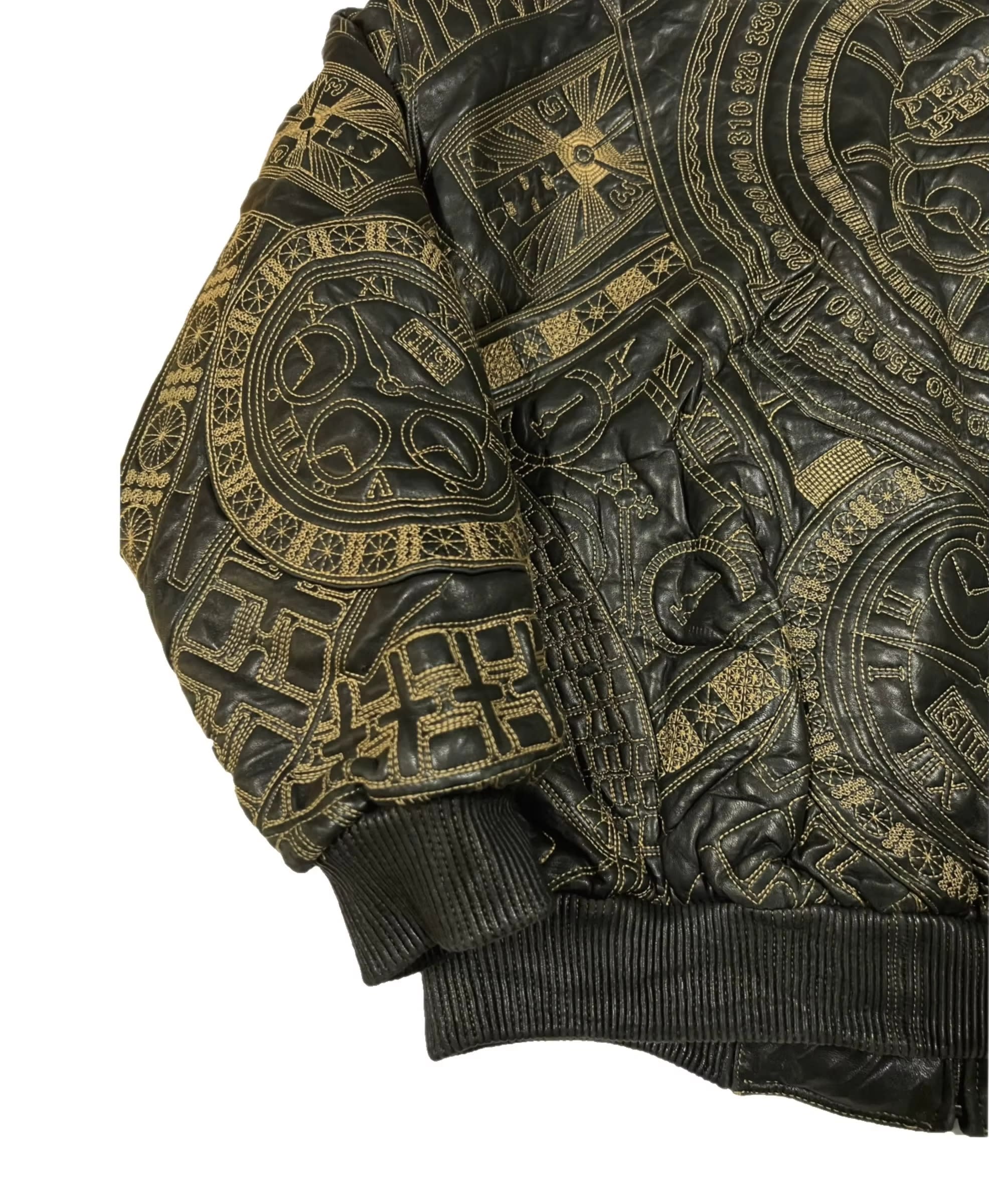 Luxury Embroidered Leather Bomber Jacket for Streetwear