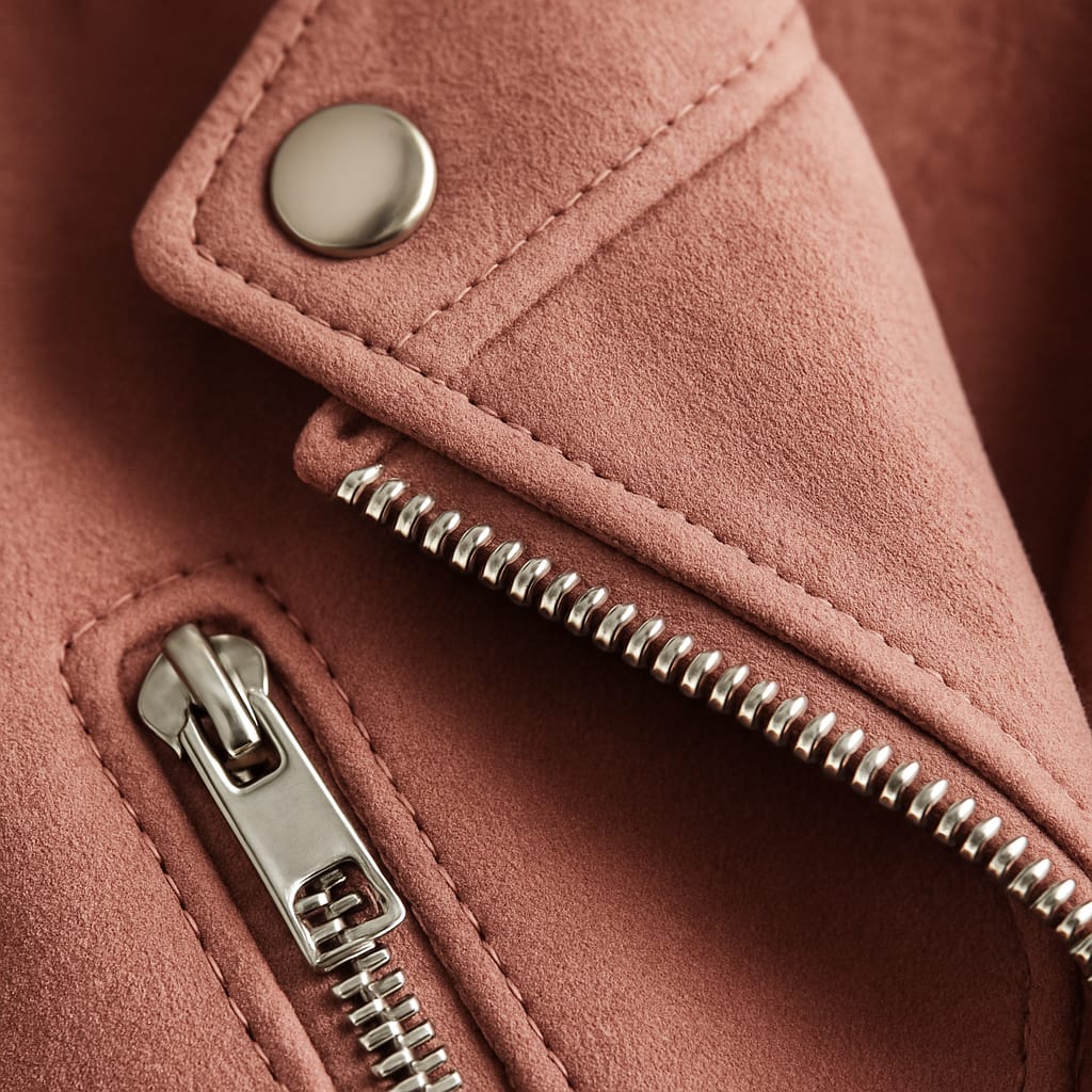 Women's Pink Suede Biker Jacket | Slim Fit Moto Style