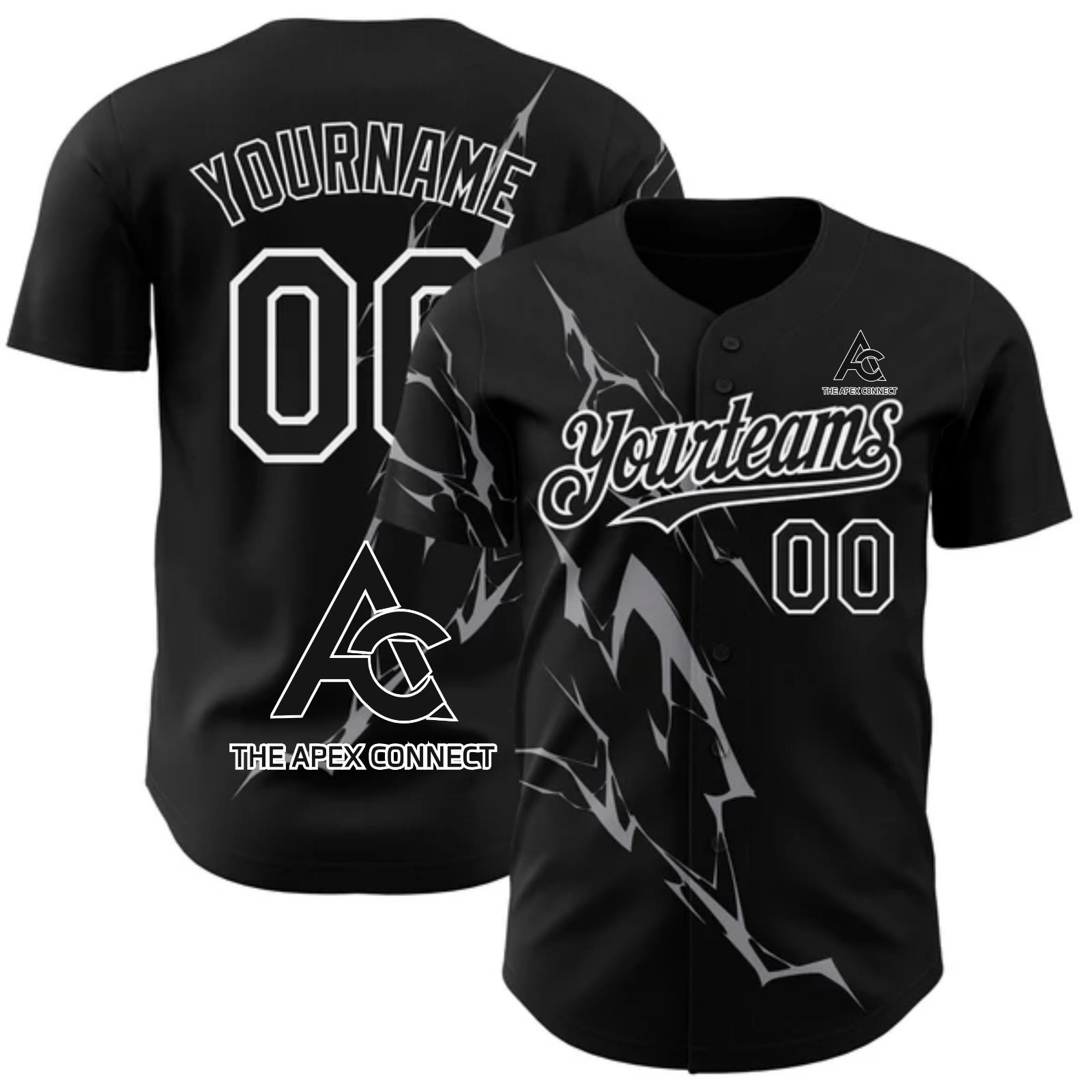 Custom Baseball Jersey 3D Lightning - Sublimation Authentic